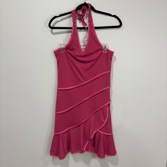Limited Too Dresses & Skirts - Limited Too Y2K Vintage Pink Faux Wrap Ruffled Tiered Halter Neck Mini Dress